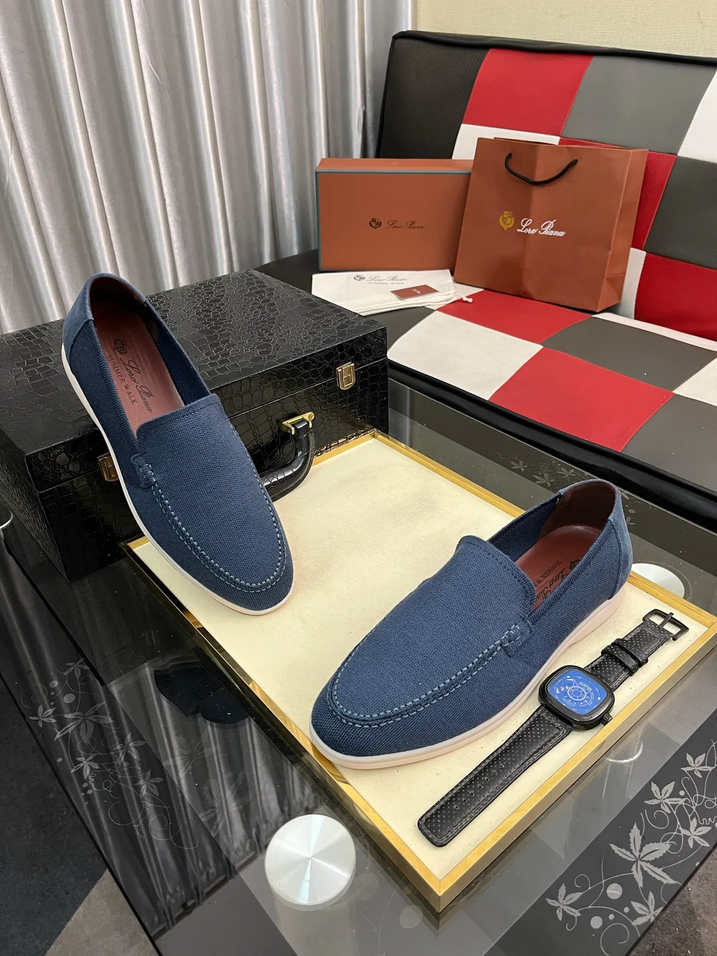 Men's men's shoes💰420⌚️⌚️Loro*Piana pure original 2025 soft and comfortable LP deerskin flat-soled casual star's same style slip-on Loaf men's shoes, size: 38-446️⃣colors available